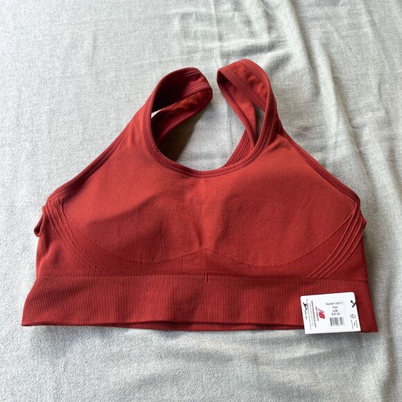 NWT New Balance Medium Impact Racerback Sports Bra in Clay - Style 116711 - Sz L - Picture 4 of 8